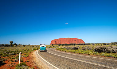 Van driving to Ayers Rock