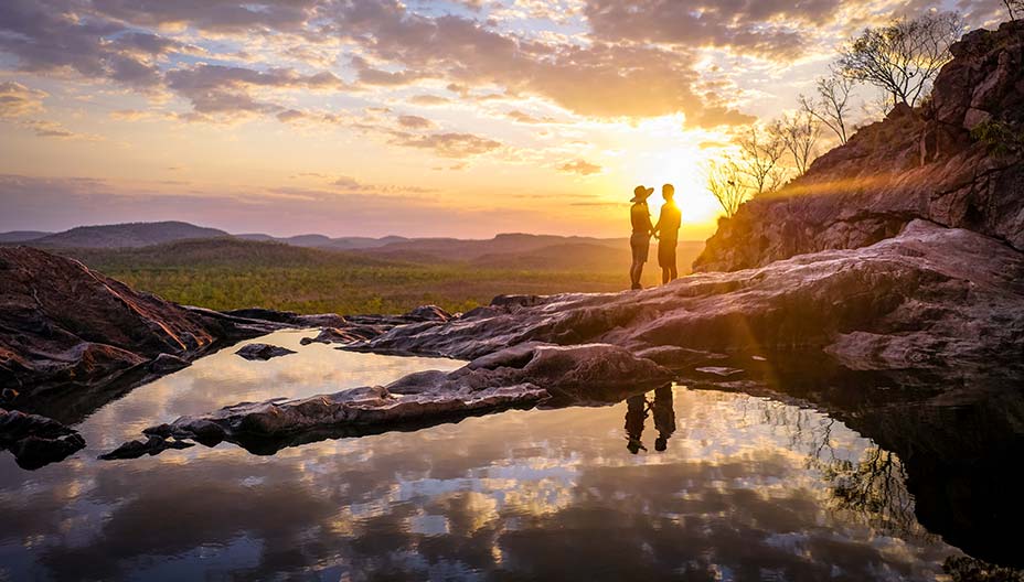 Romantic couple at sunset